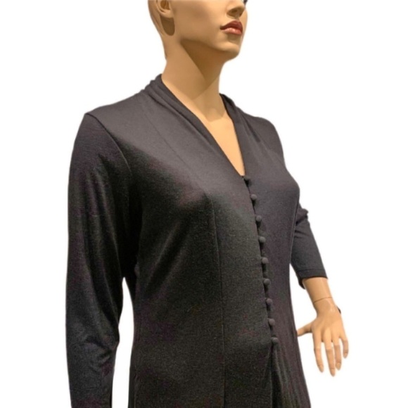 Daphne Grey Witchy Midi Dress Size A8 (14/16?) Black Button Front Goth Halloween - Picture 9 of 12